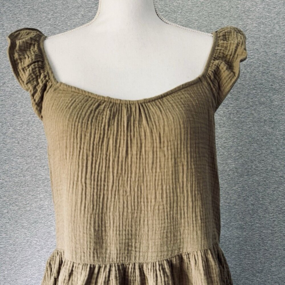 Grade & Gather Dress Womens Large Green Gauze Tiered Boho Beach Midi Sundress - Picture 12 of 13